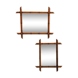 Pair of mirrors called carved wooden bamboo, France, circa 1930