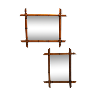 Pair of mirrors called carved wooden bamboo, France, circa 1930