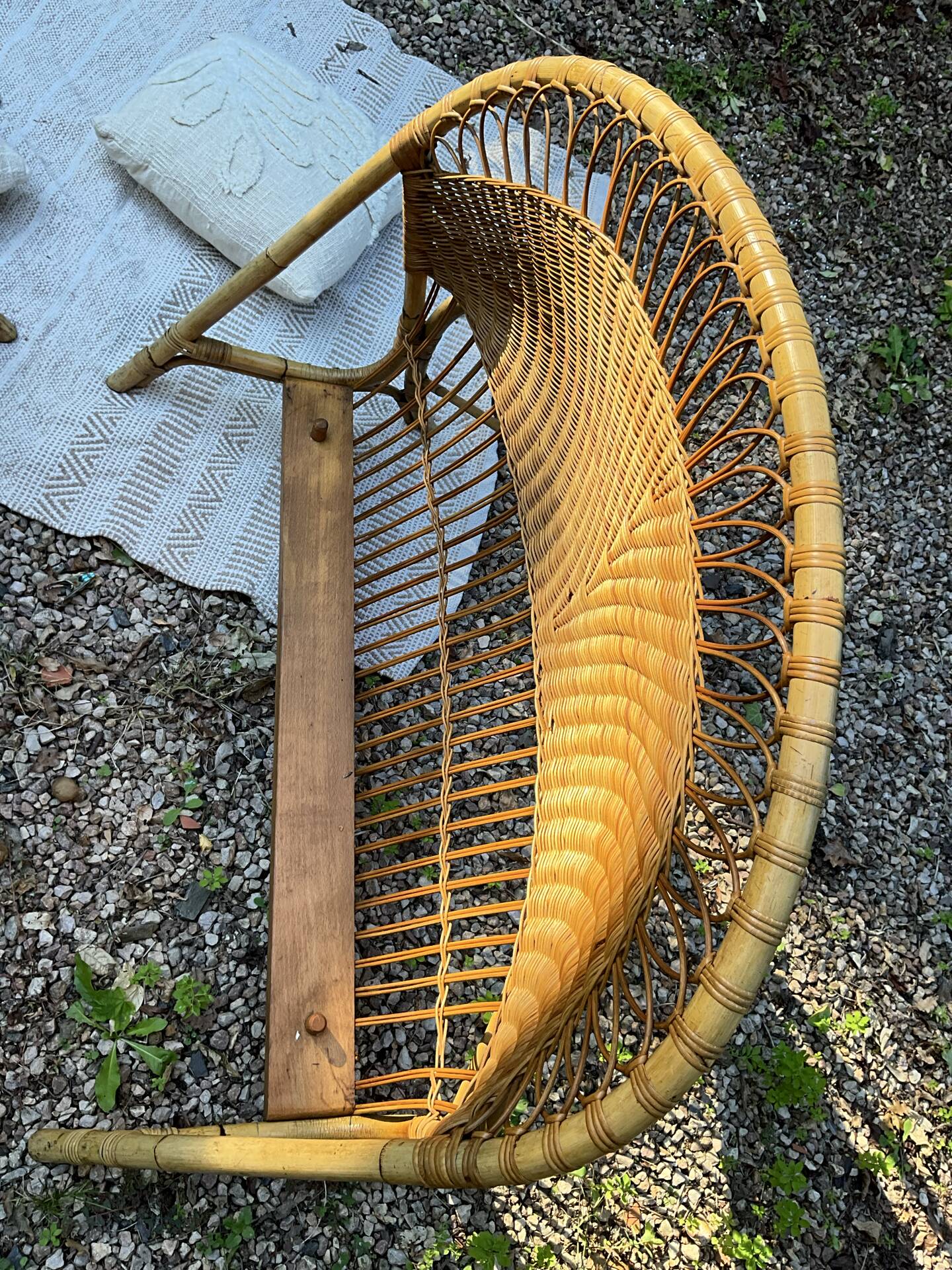 Vintage seventies rattan children's basket.