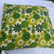 Cushion cover, green lotus flowers, vintage 1970