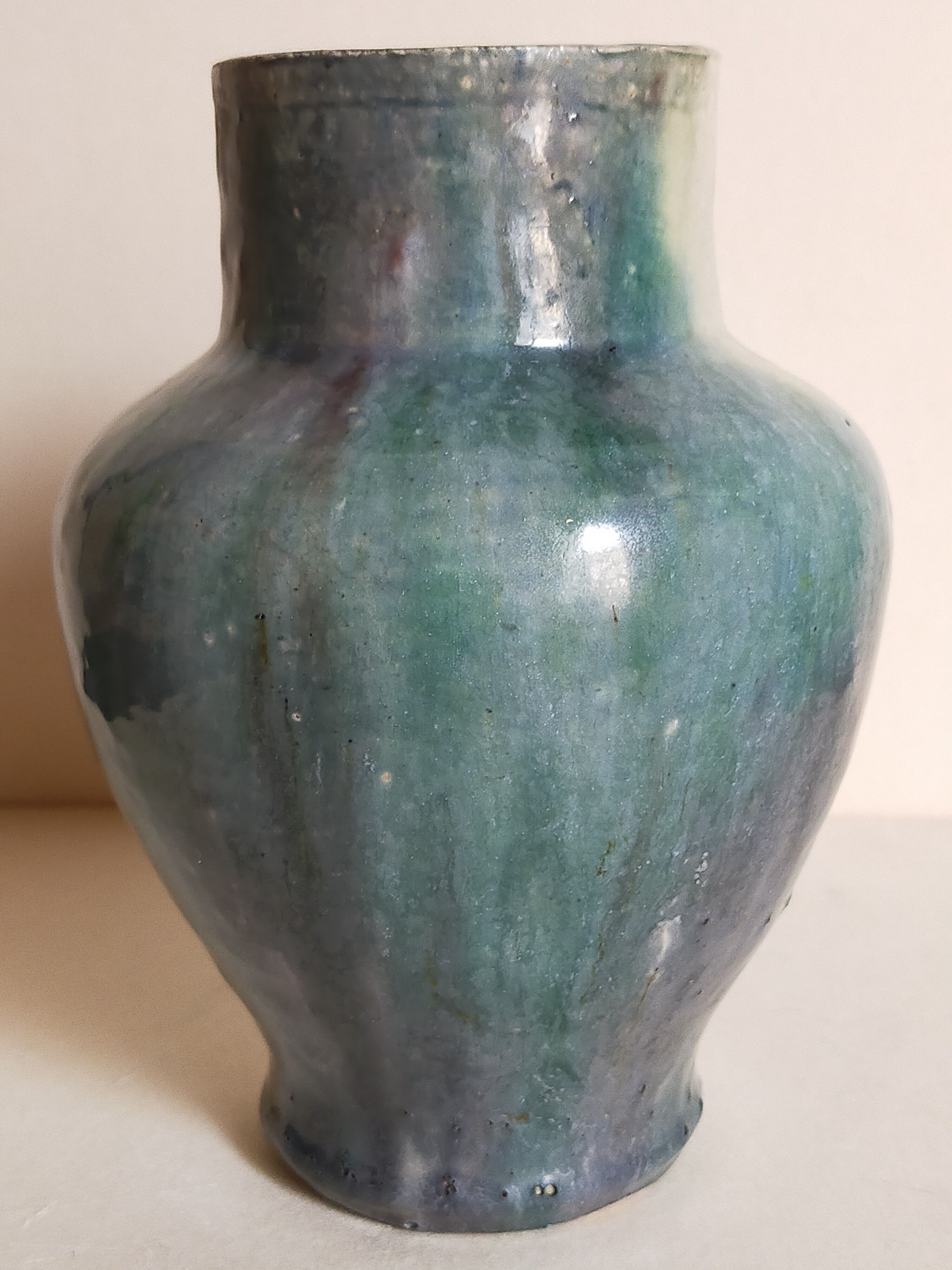 Ancient pottery with blue enamel 19th century