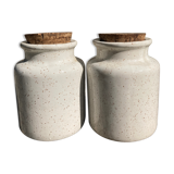 2 pots in speckled enamelled stoneware