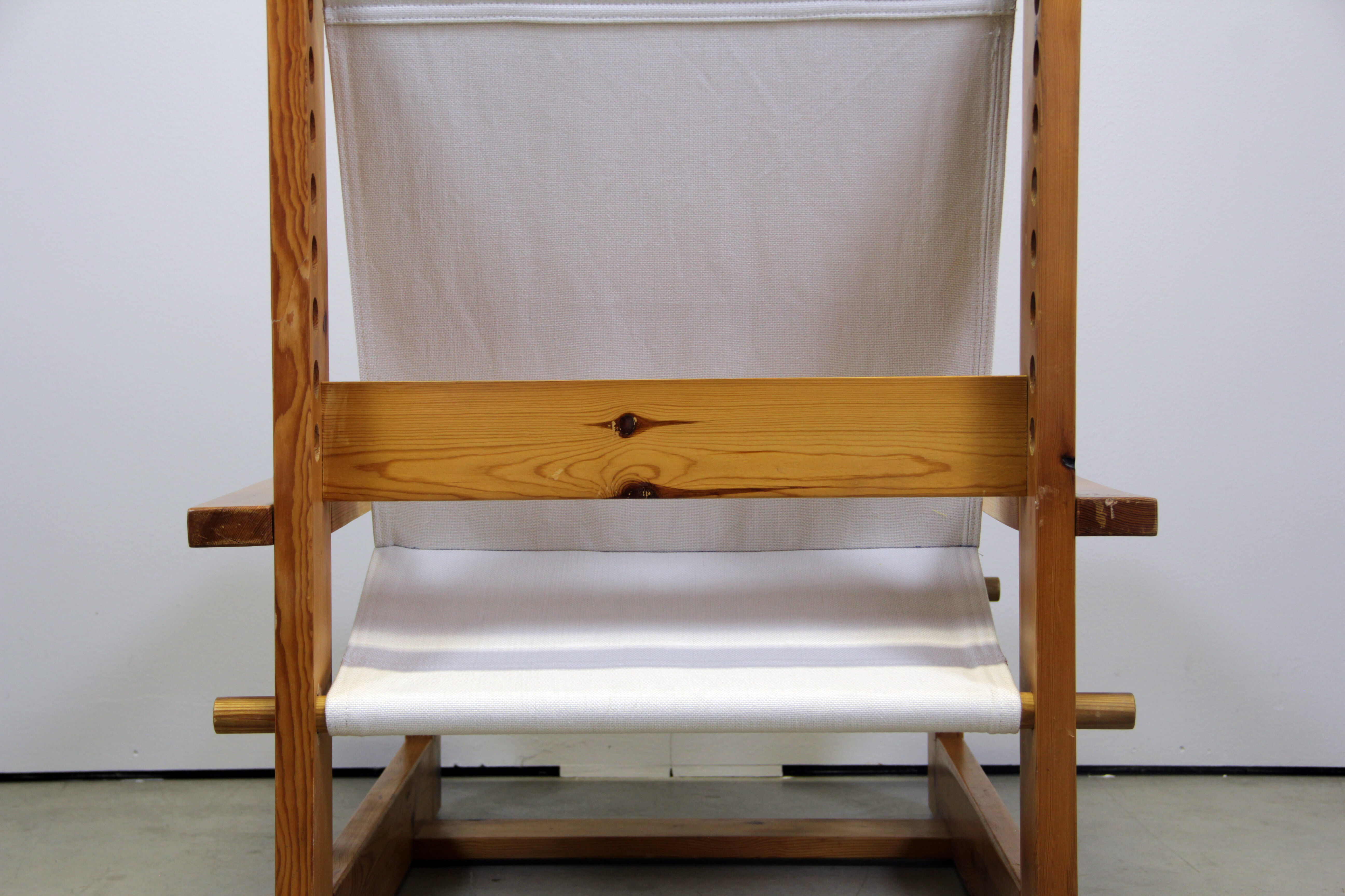 Italian brutalist pine sling chair