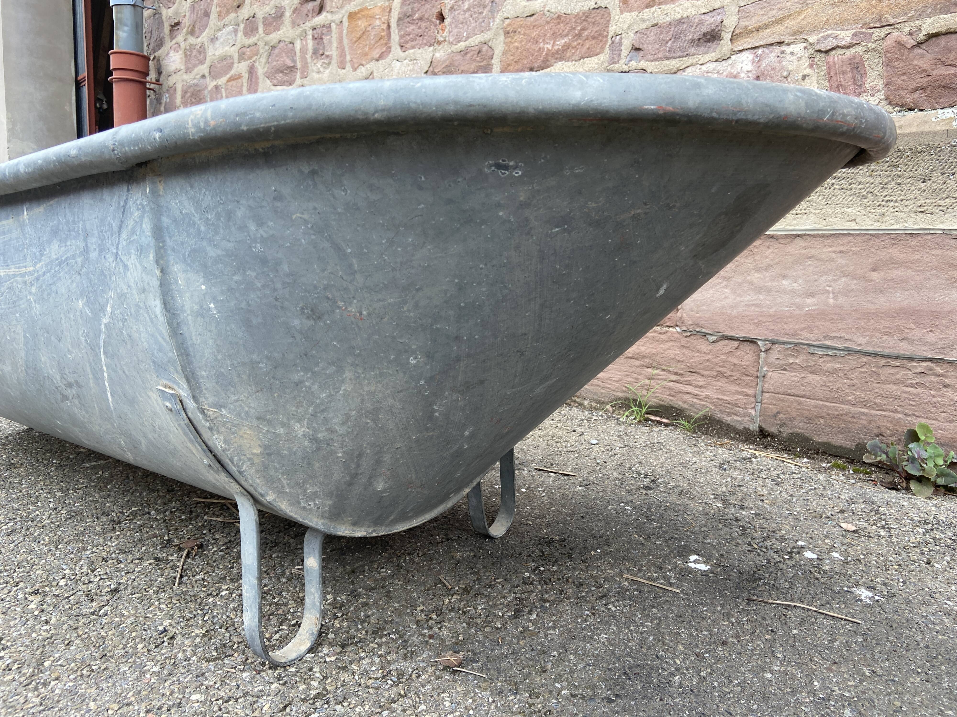 Baignoire adulte zinc galvanisee vintage 1940