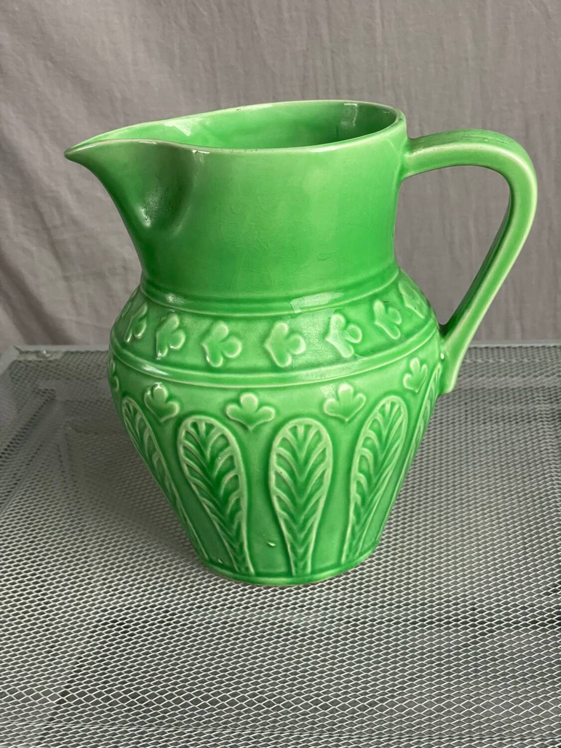 Old ceramic pitcher shape 7316 digoin green