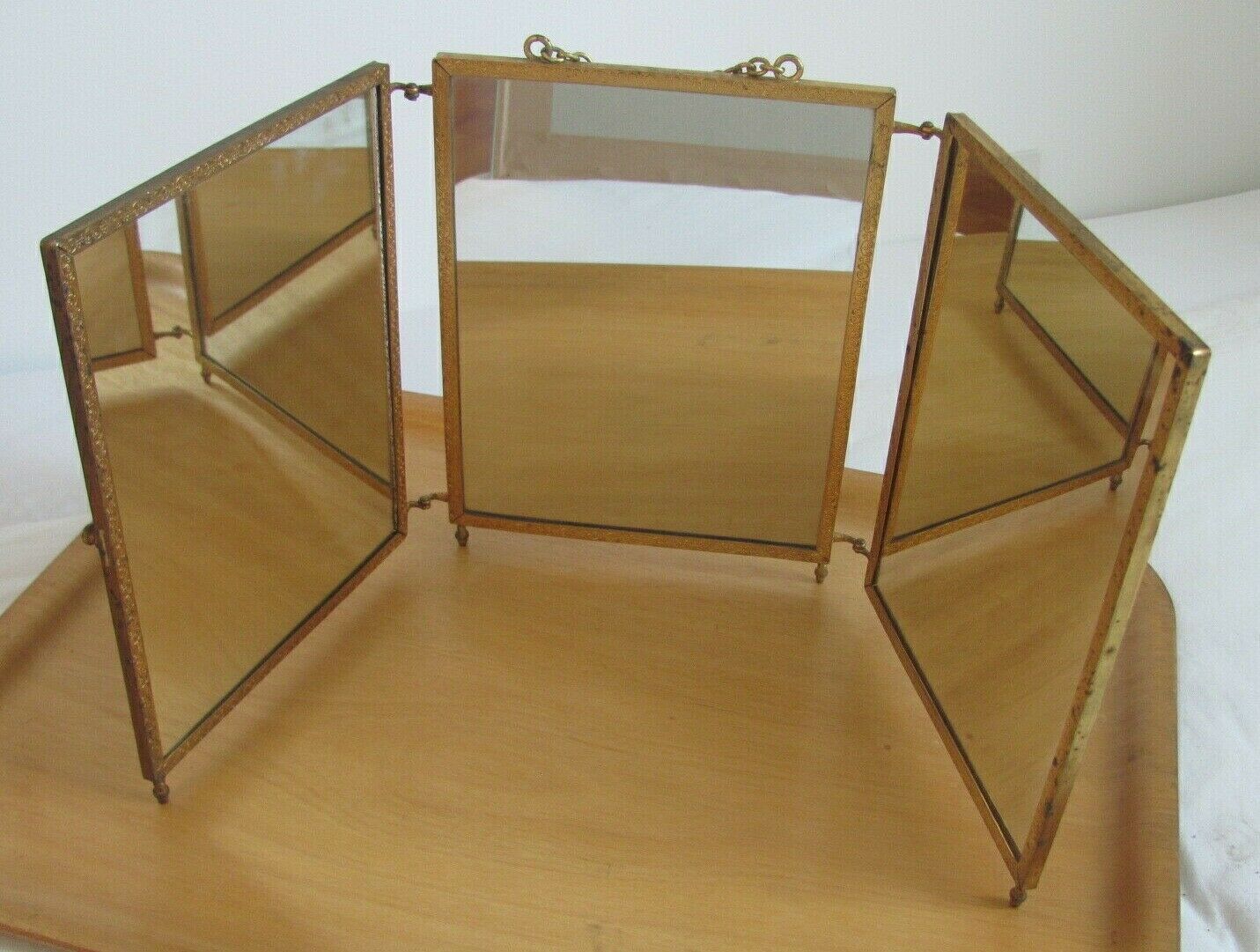 Triptych mirror - early 20th - golden frame - 71x29cm