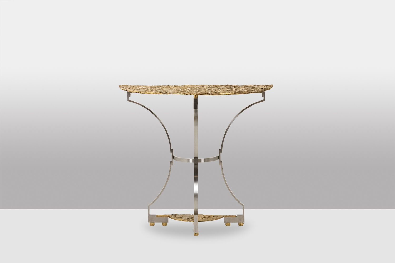 Pair of metal and bronze cast consoles. Contemporary.