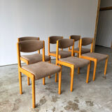 Série de 6 chaises de la marque Self en hêtre et assise en laine