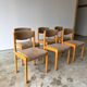 Set of 6 Self brand chairs in beech with wool seat