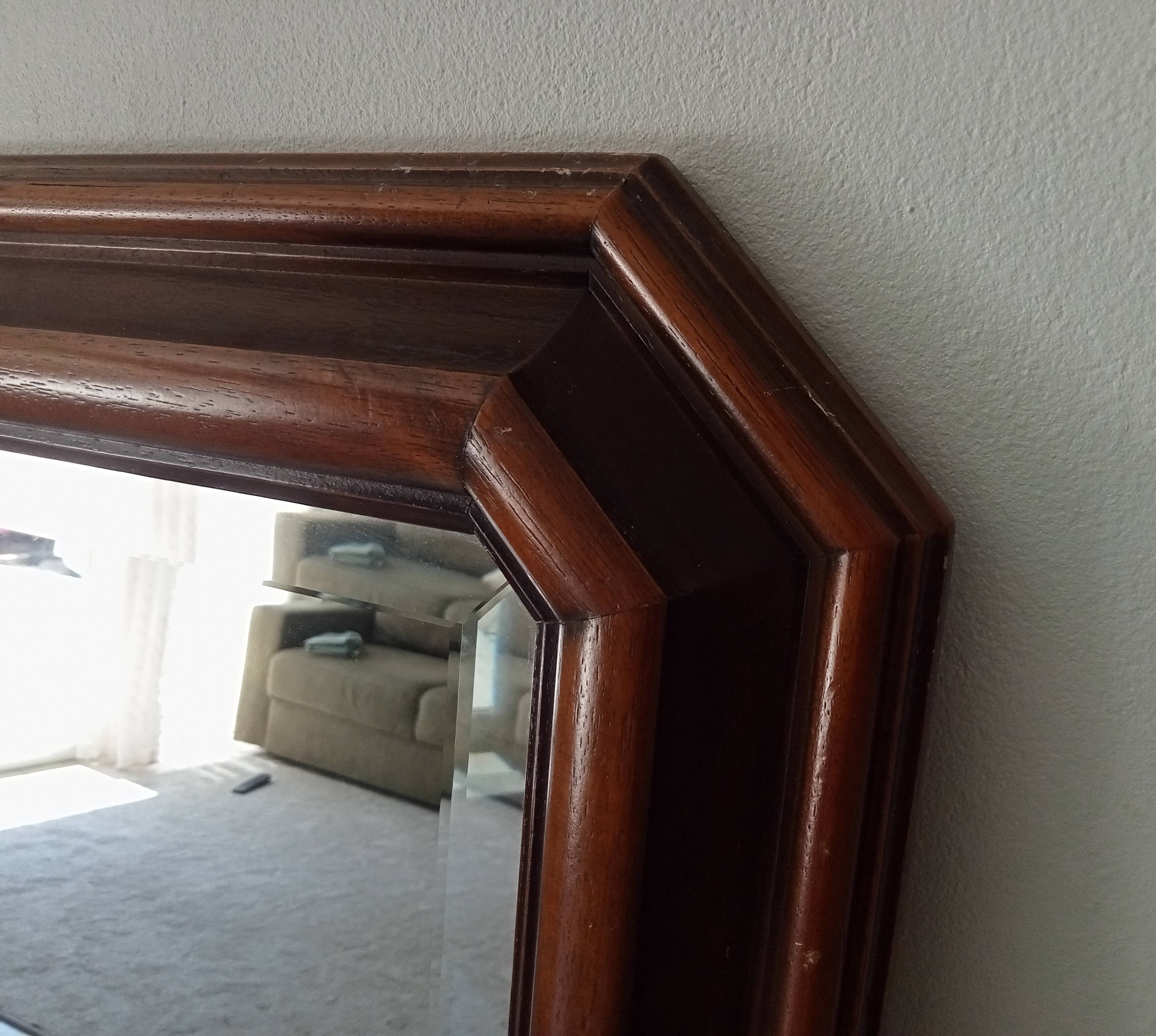 Vintage octagonal bevelled mirror from the 1960s.