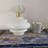 Vintage wall lamp in electrified white opaline to new