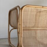 U-shaped armrest rattan armchair, grid canning