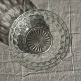 Small vintage glass bowl with a cube pattern.