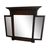 Trypic mirror, with tablet. Velvet and openwork metal braces
