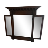 Trypic mirror, with tablet. Velvet and openwork metal braces