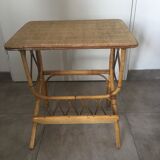 Table de chevet en rotin vintage