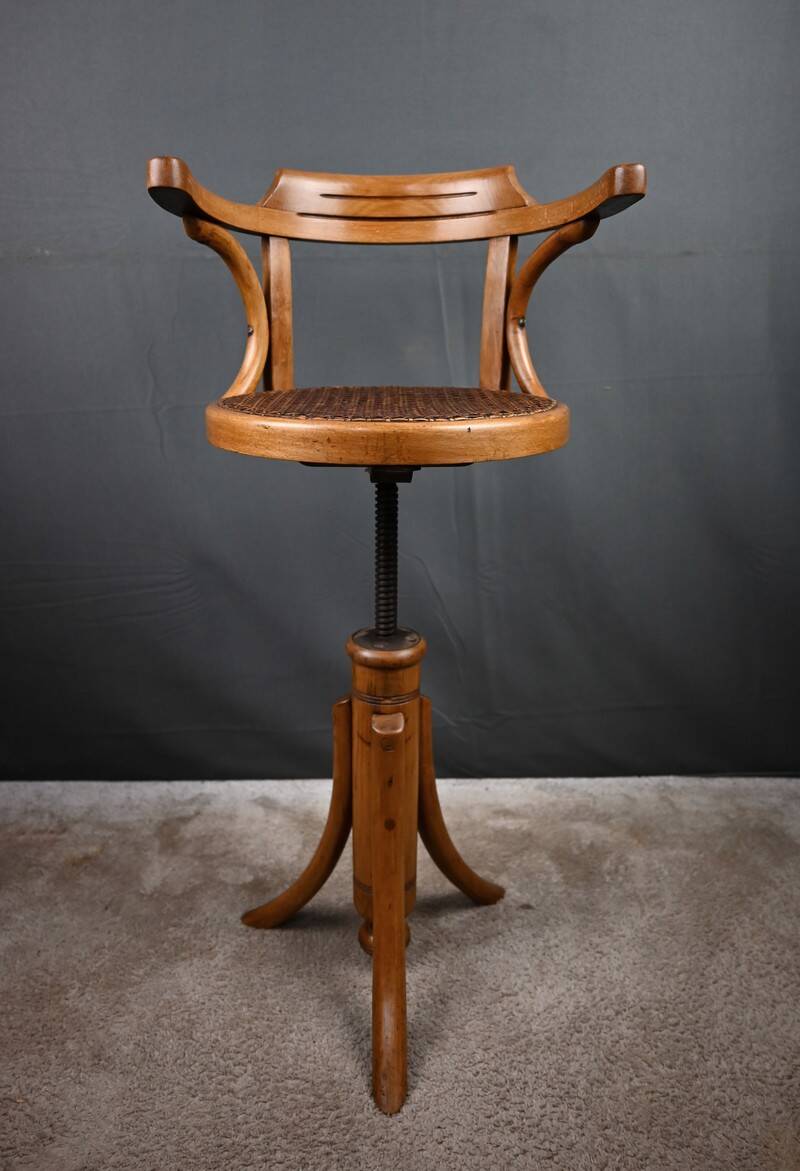 Swivel Chair for Children in Stained Beech, Thonet Style – Early 20th Century