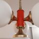 Chandelier 4 lights brass painted metal and opaline circa 1960