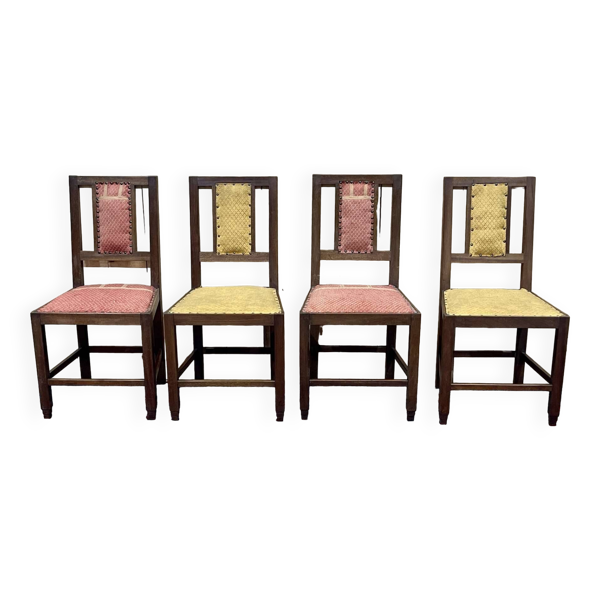 Série de 4 chaises Art déco en acajou des années 1950