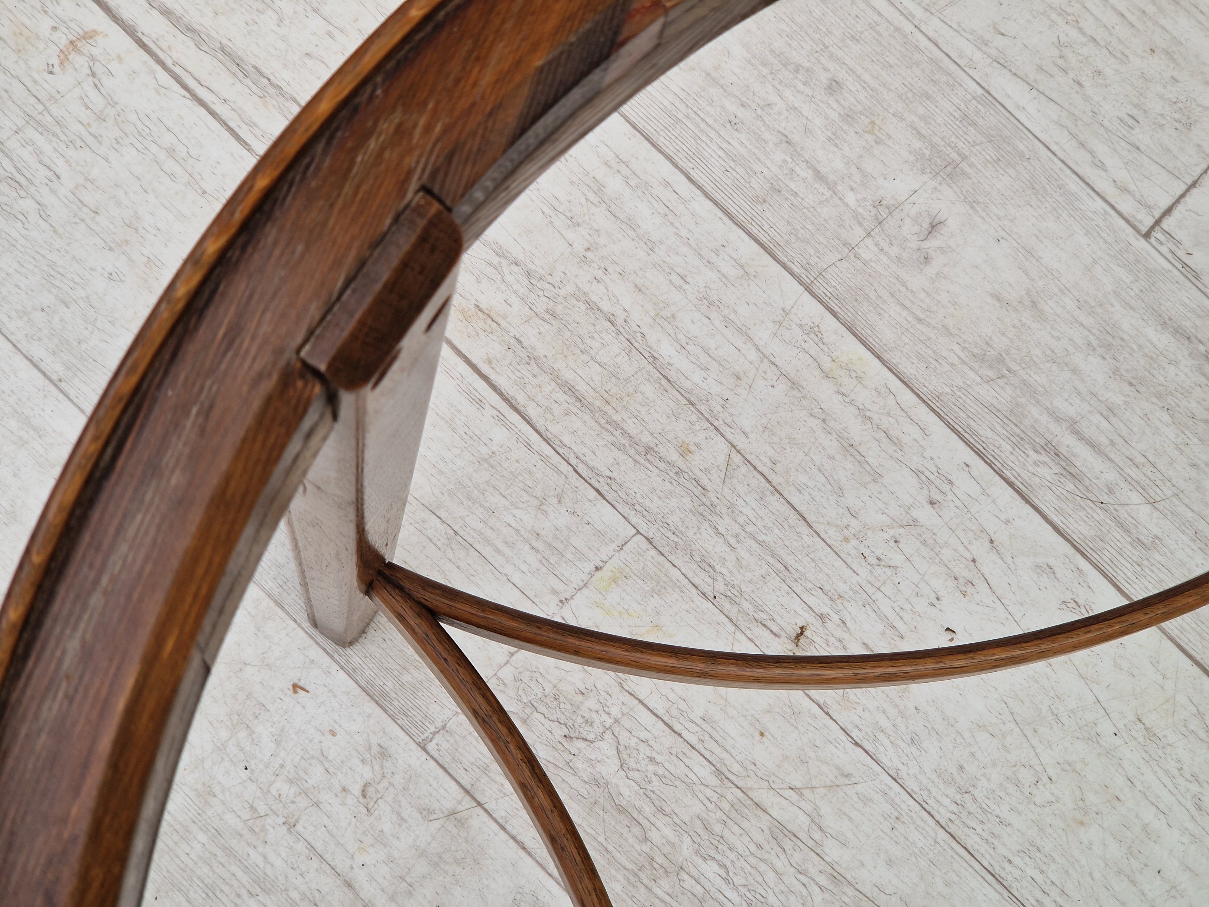 1950s, danish design, coffee table, glass, oak wood, original condition.