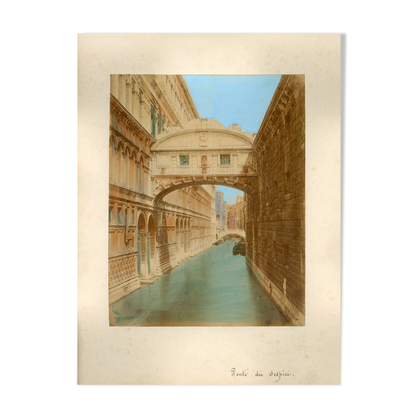 Photo albumen enhanced Ponte dei Sospiri Venice Italy circa 1880