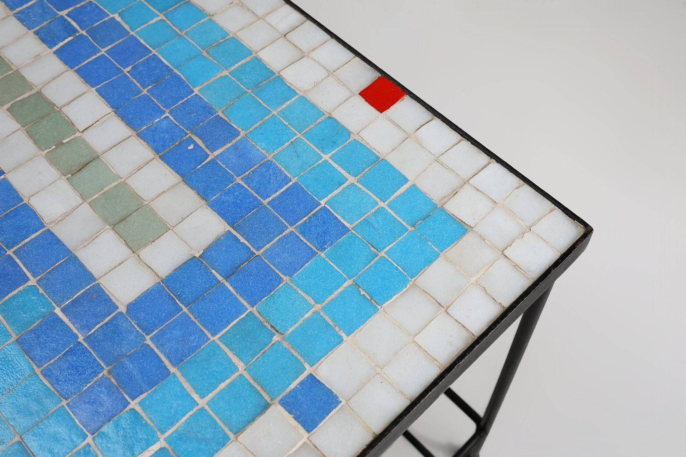 Mid-Century Mosaic Coffee Table with Metal Frame, France, 1950s