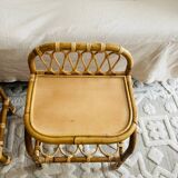 Two rattan bedside tables