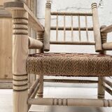 Pair of wooden armchairs and ropes