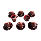 Red and brown coffee service in Vallauris/vintage 50s-60s