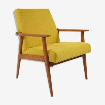 Vintage armchair "snieżnik", fully restored, yellow, 1960s