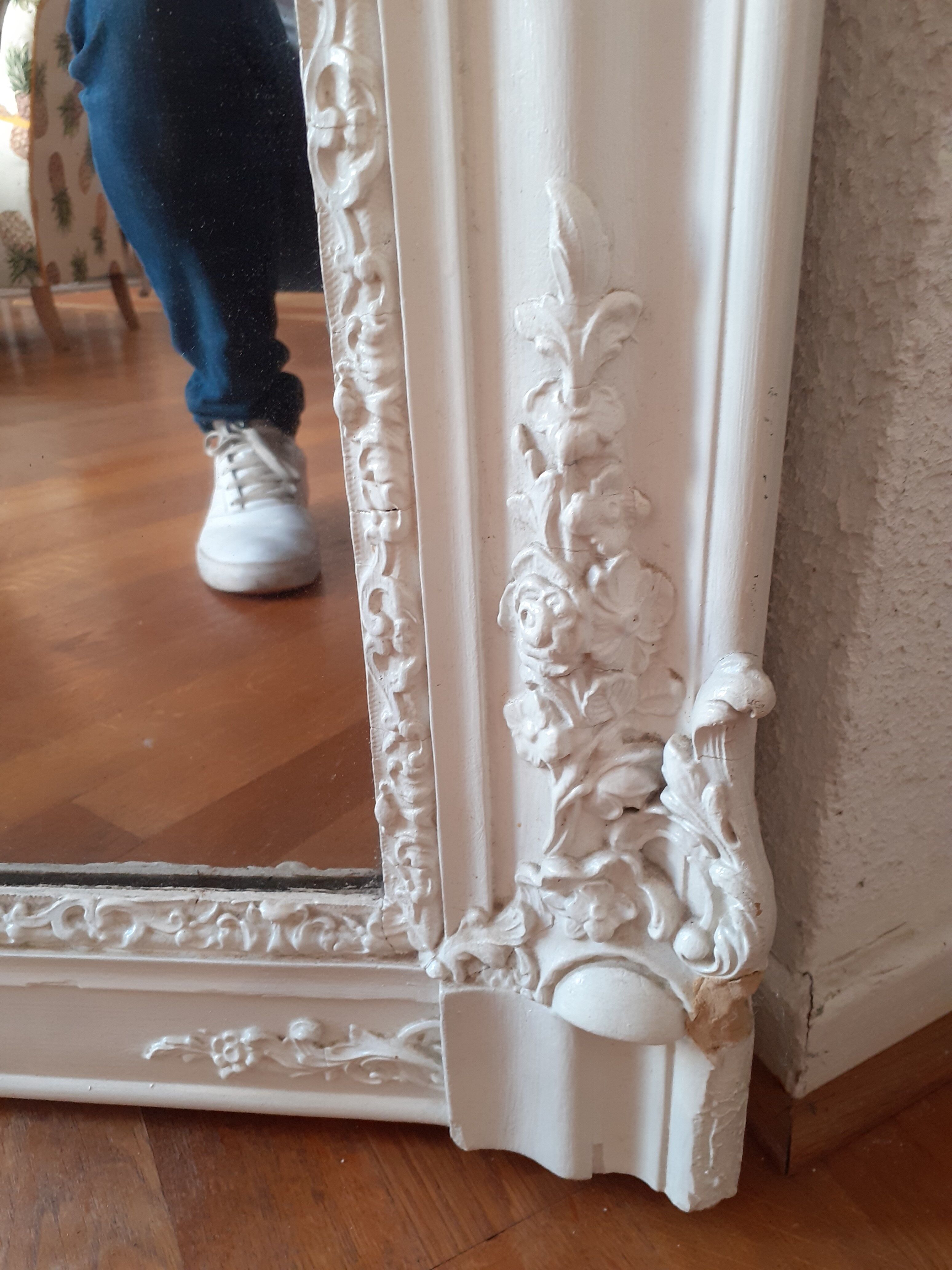 Fireplace mirror painted white 102x130cm
