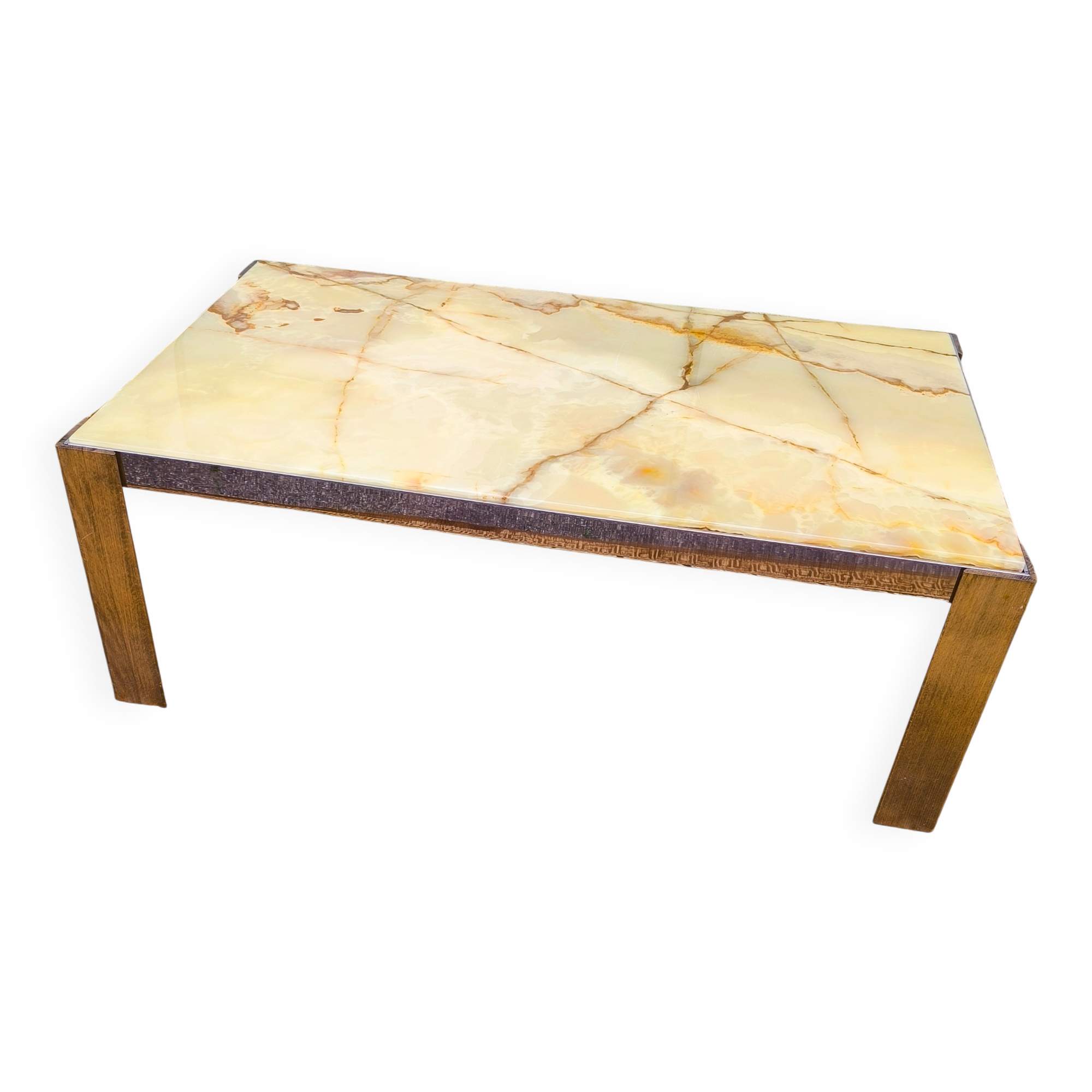 Wood chrome marble coffee table