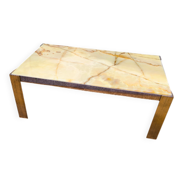 Wood chrome marble coffee table