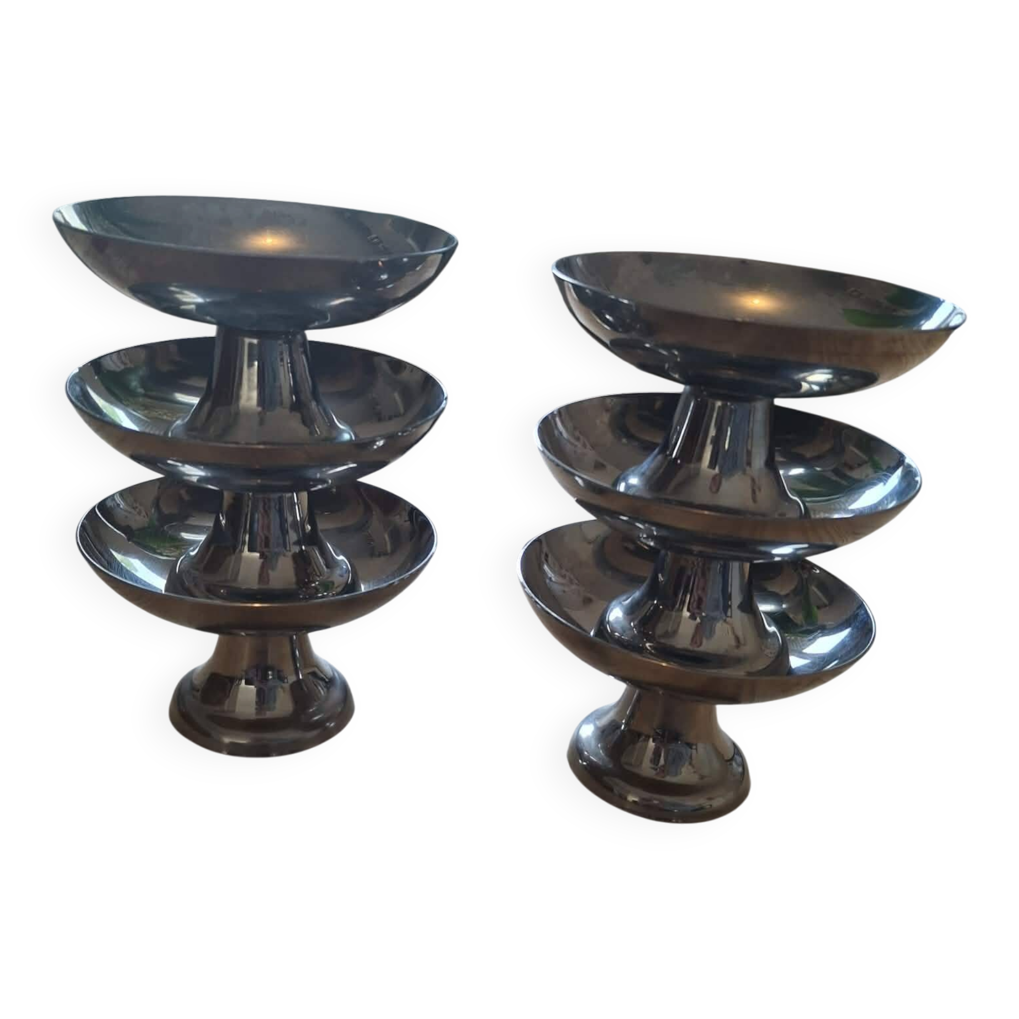 Set of 6 stainless steel ice cream bowls 18-10