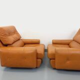Paire de fauteuils lounge vintage en cuir des années 60 70