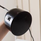 Black metal adjustable desk lamp, postmodern Memphis style, Italian 1980s design, swivel head