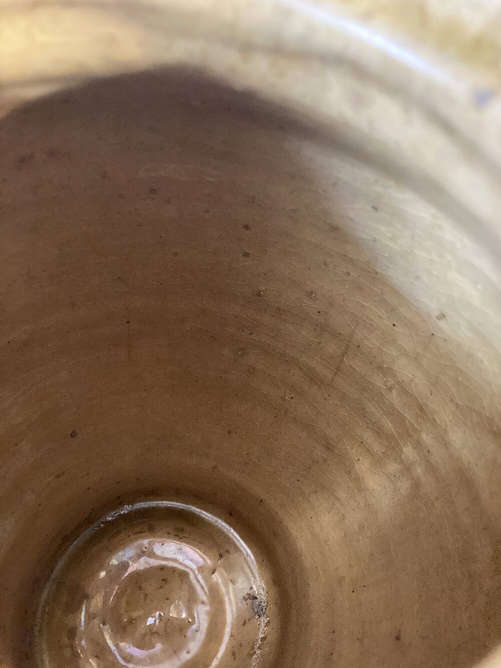 Antique Provençal jug / goat in yellow enamelled stoneware