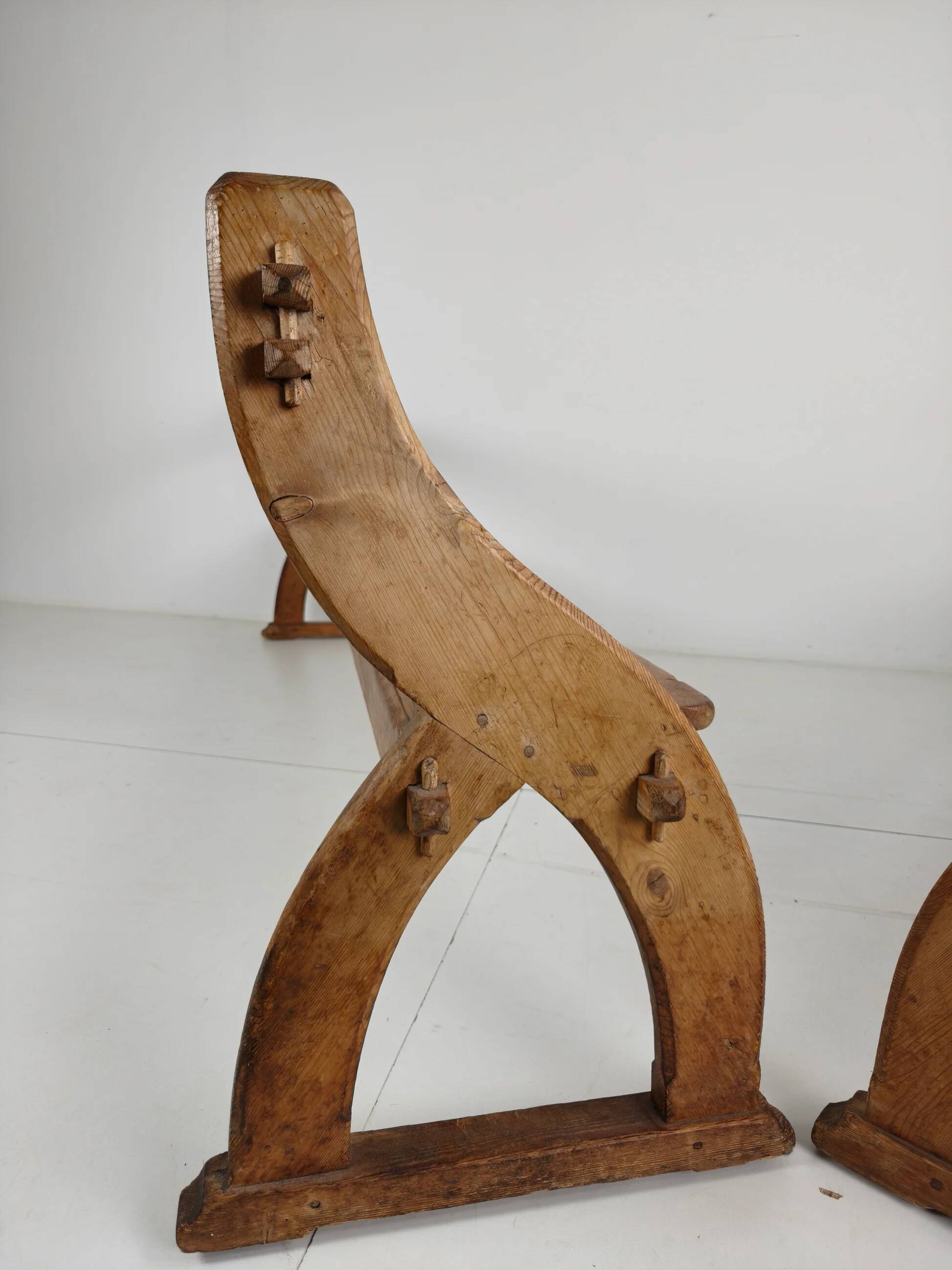 Victorian pitch pine school benches – circa 1900, England