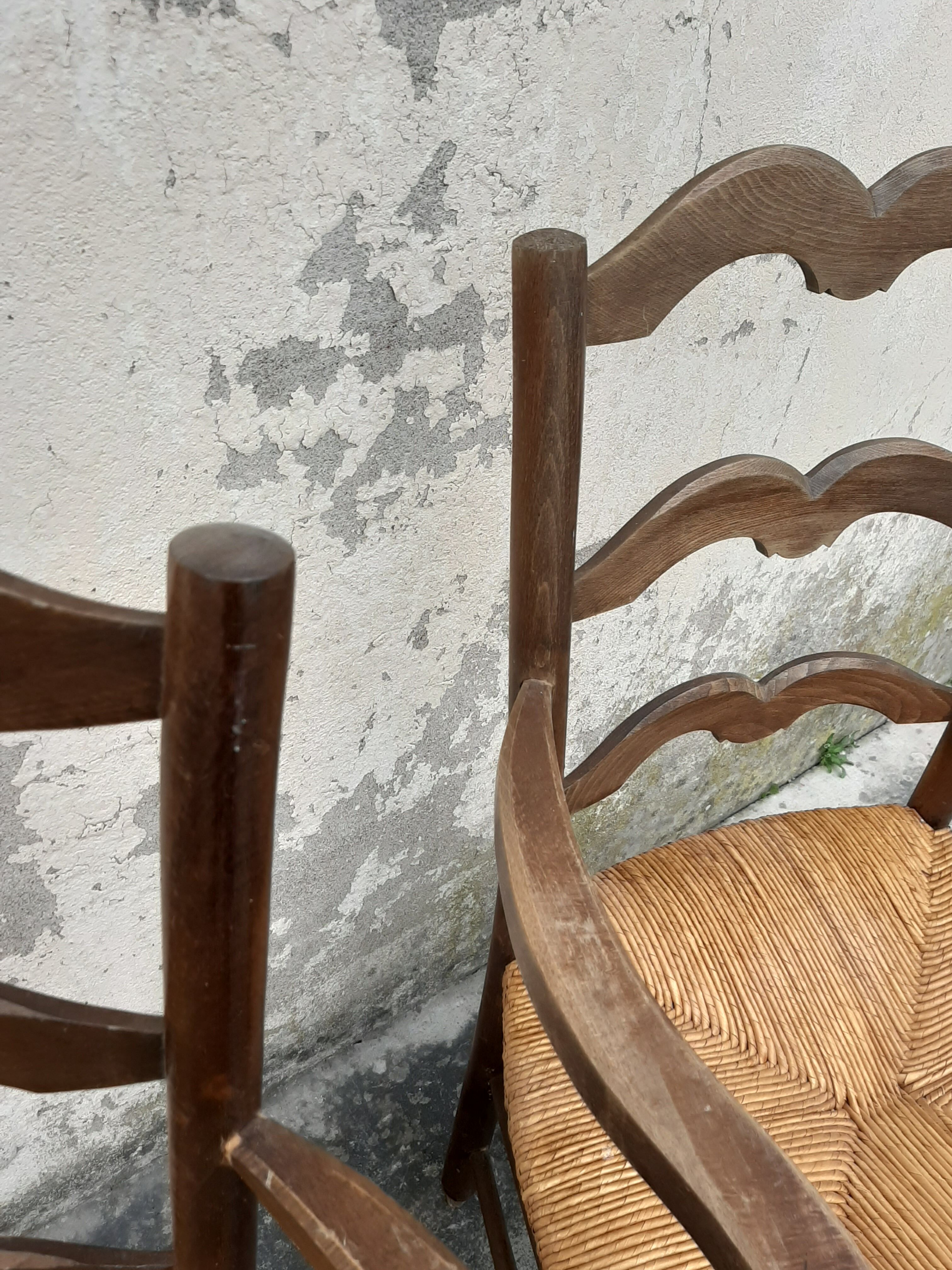 Paire de fauteuils rustique en chêne
