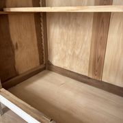 Parisian wardrobe with shelves, renovated oak wood.