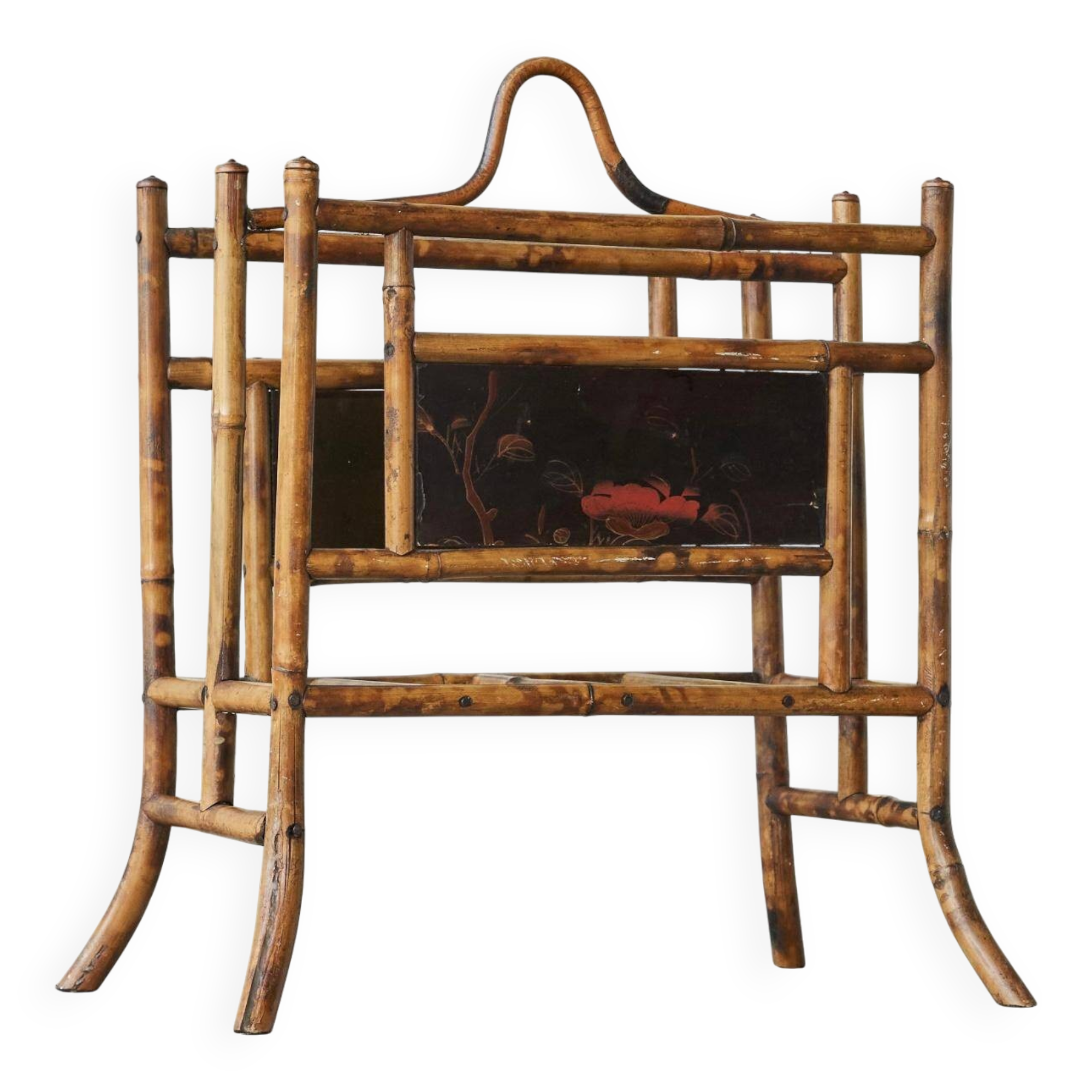 Anglo-Japanese bamboo imitation magazine rack, tortoiseshell, 19th century.