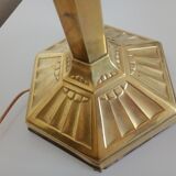 Brass & Satin Opaline Desk Lamp, Woman with Antique Ribbon Bows