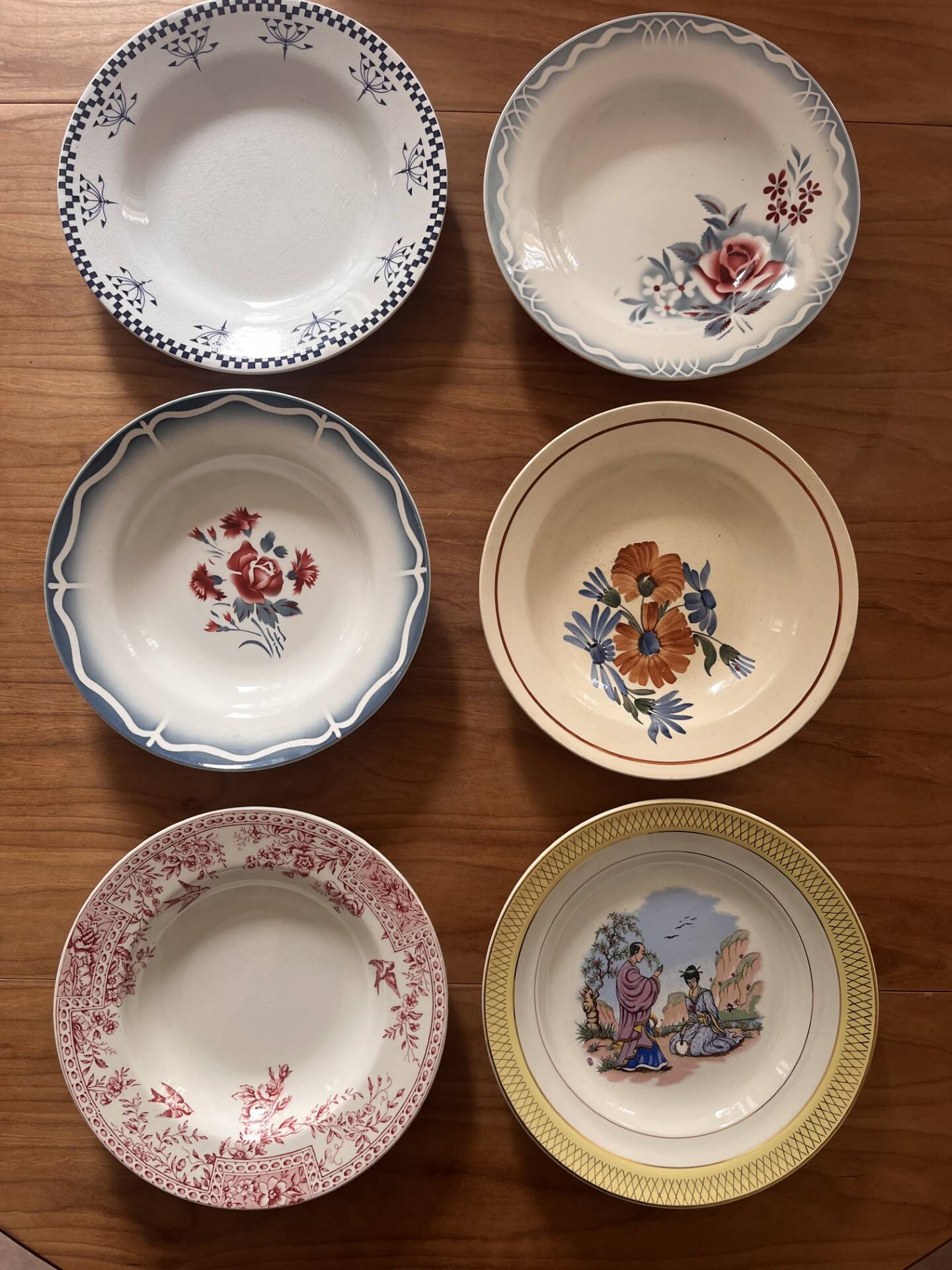 Mismatched antique plates
