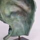 Antique style statue head, verdigris patina, signed Art Team, H 20 cm