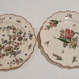 Pair of earthenware plates decorated with flowers