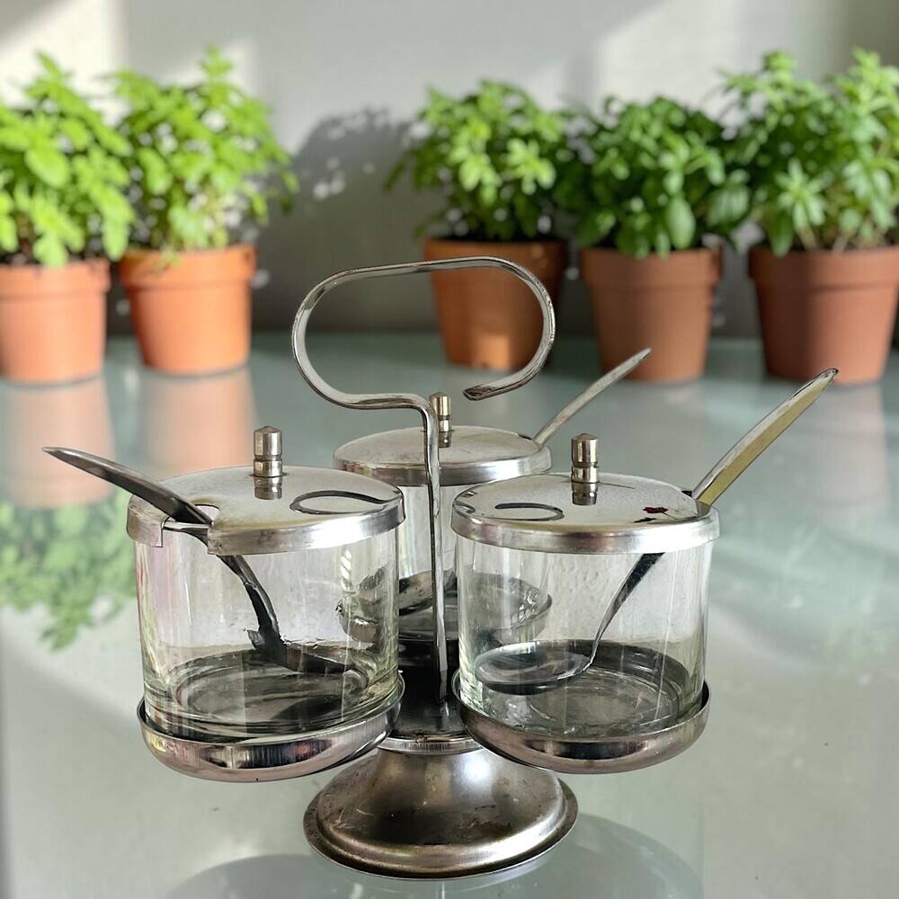 Mid Century Modern rotating condiment caddy set by Twin Bay