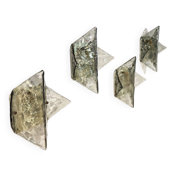 Ensemble de 4 appliques en verre de Murano LP253 par Carlo Nason pour Mazzega, Italie, 1970