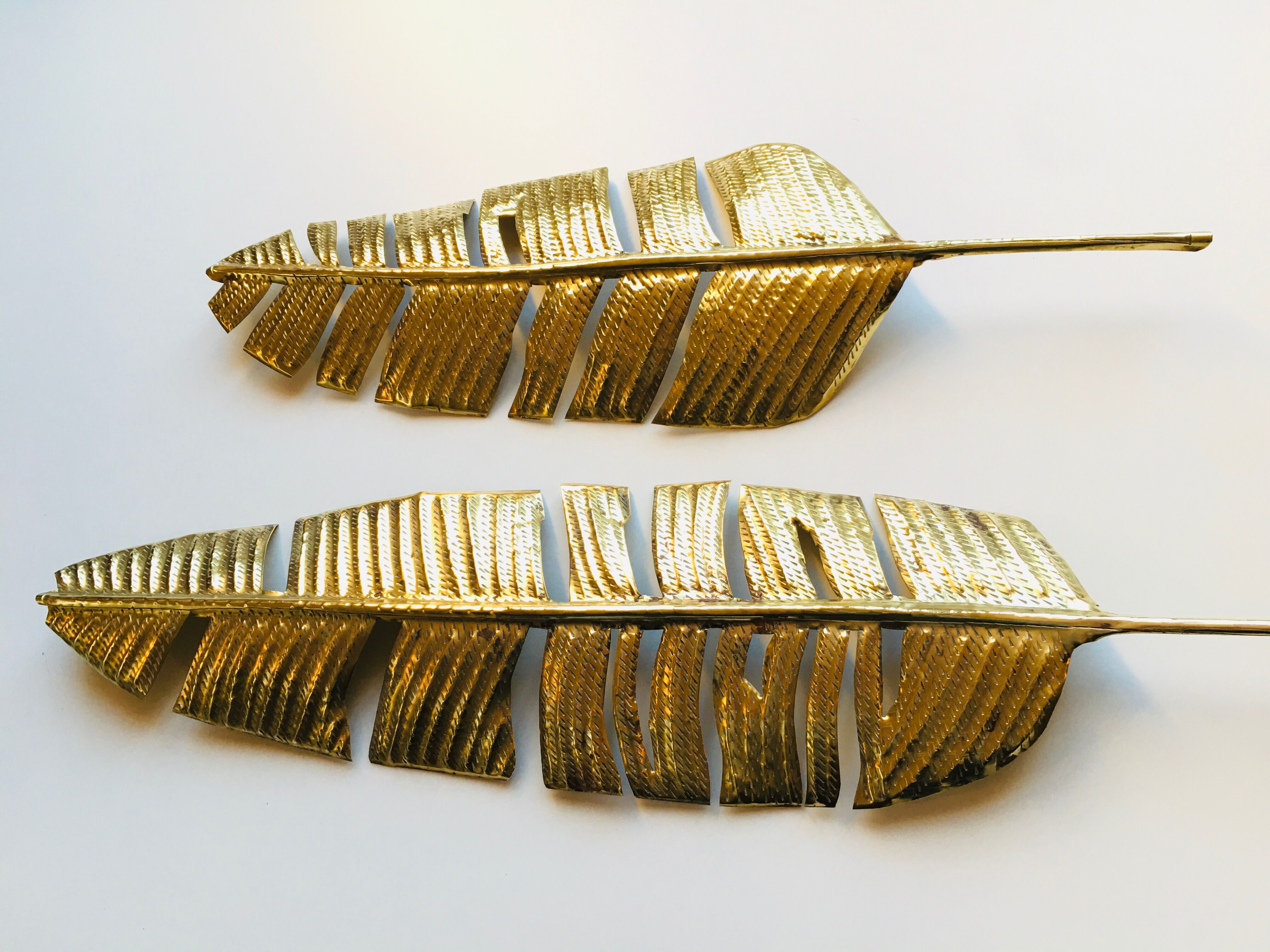 Set of 2 brass feathers