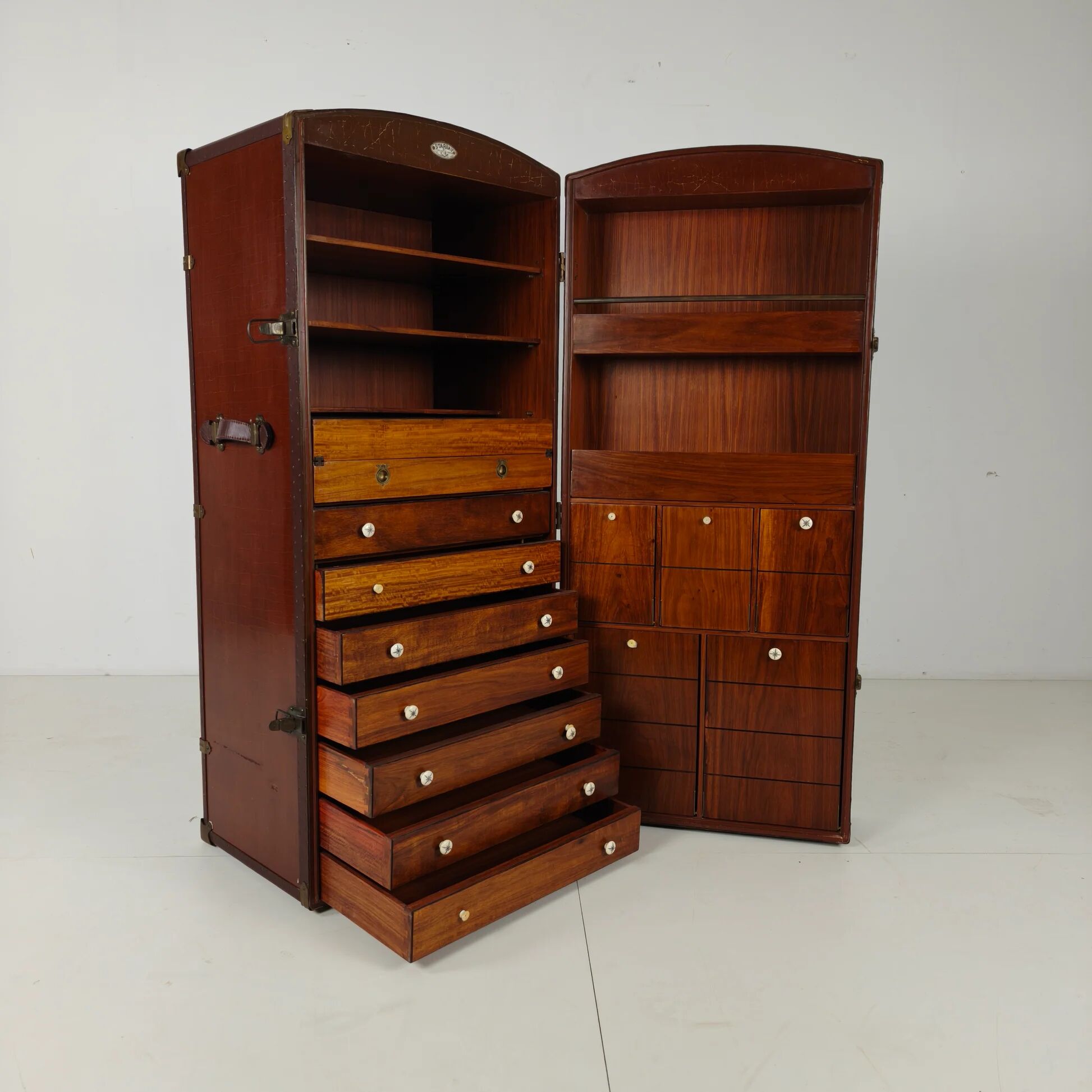 Starbay nautical steamer trunk campaign desk – 20th century