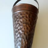 Copper umbrella stand with handle, vintage from the 1970s
